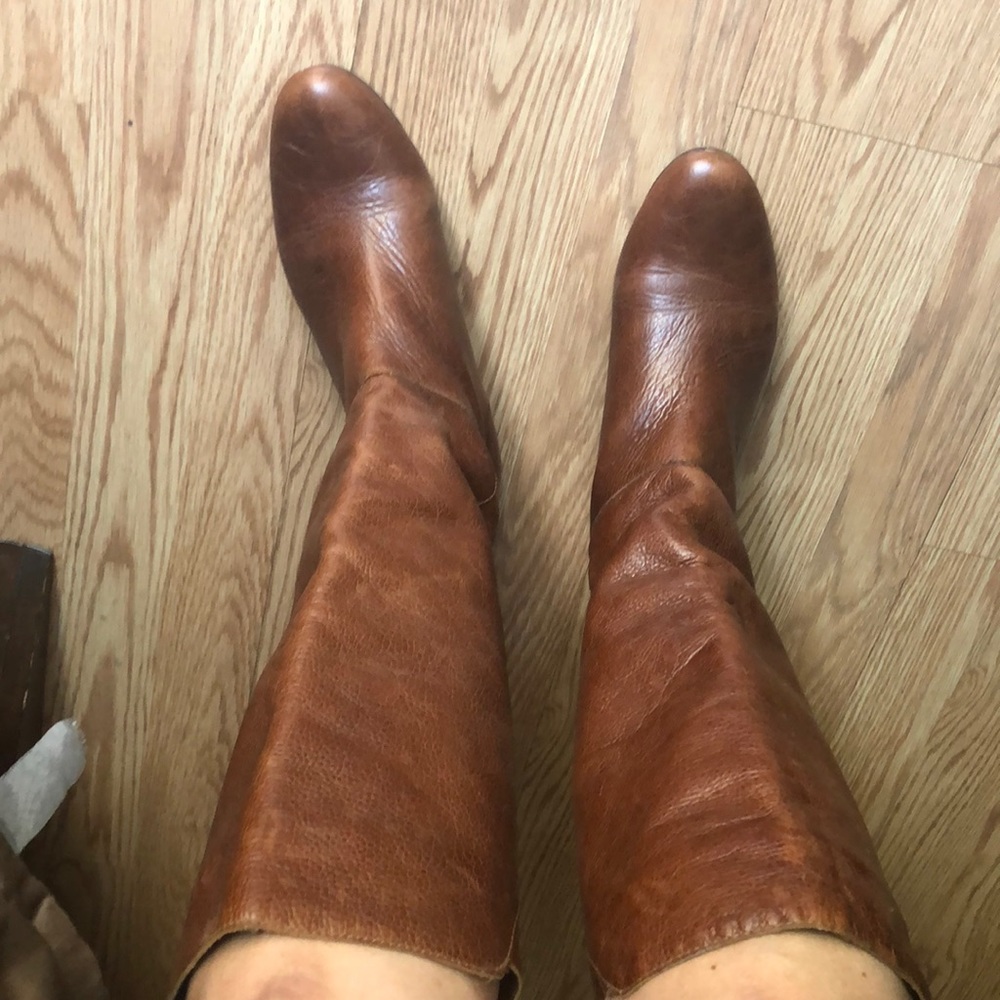 Leather Wedge tall boots